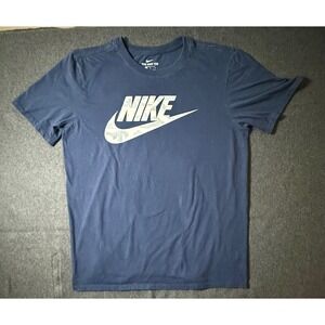 Nike Mens Athletic Cut Graphic T-Shirt Navy Blue Camo Swoosh Logo Size Medium